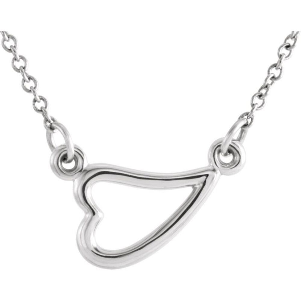 Sterling Silver Small Sideways Heart Necklace, 16-18 Inch